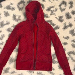 Lululemon Scuba Full Zip Red Polka Dot Athletic Hoodie Womens Size 4